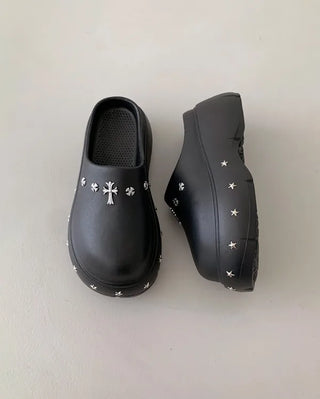 [Komatsu no Sakura's PICK] [Jibbitz set] Platform Unique Mules