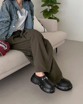 [Komatsu no Sakura's PICK] [Jibbitz set] Platform Unique Mules