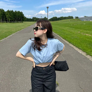 Basic Color Cropped T-Shirt