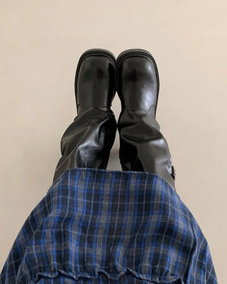 [Mid-length/Long] Buckle Biker Warmer Boots (2 colors)