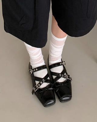 Eyelet Mary Jane Flat Shoes (3 colors)