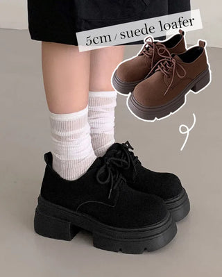 Platform suede thick-soled loafers