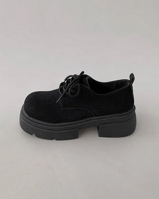 Platform suede thick-soled loafers