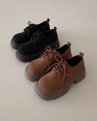 Platform suede thick-soled loafers