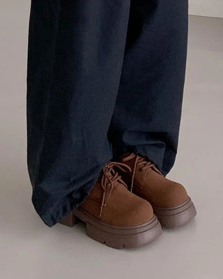 Platform suede thick-soled loafers