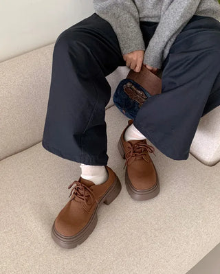 Platform suede thick-soled loafers