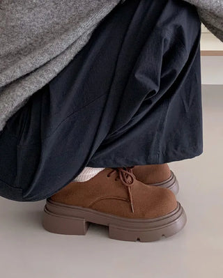 Platform suede thick-soled loafers