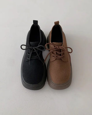 Platform suede thick-soled loafers