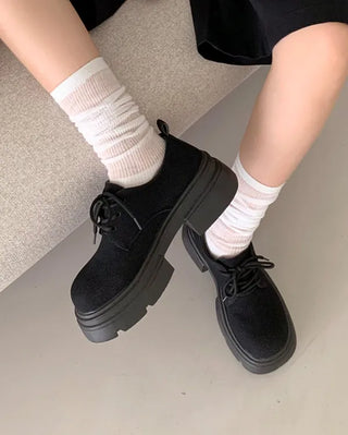 Platform suede thick-soled loafers