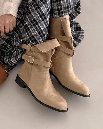 Buckle suede boots (2 colors)