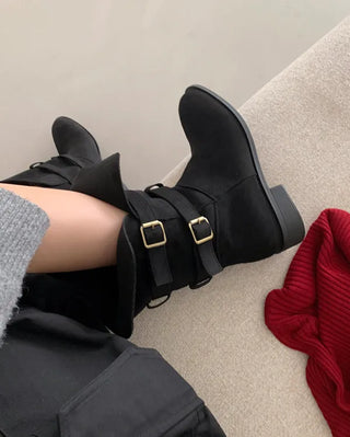 Buckle suede boots (2 colors)
