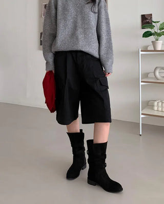 Buckle suede boots (2 colors)
