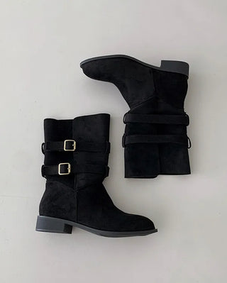 Buckle suede boots (2 colors)