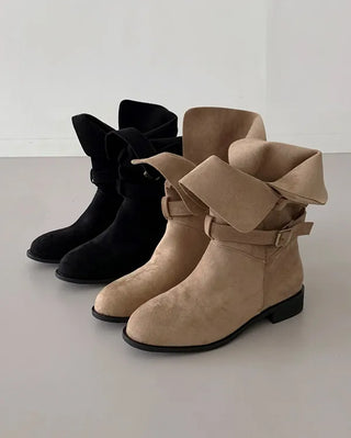 Buckle suede boots (2 colors)