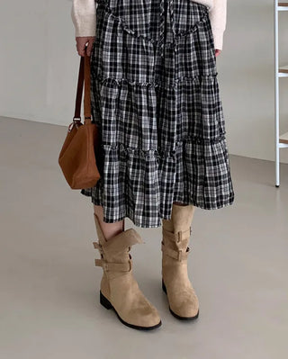 Buckle suede boots (2 colors)