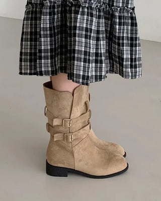 Buckle suede boots (2 colors)