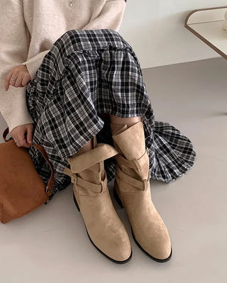 Buckle suede boots (2 colors)