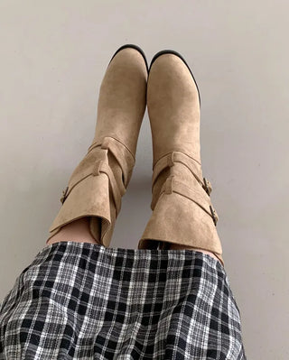 Buckle suede boots (2 colors)