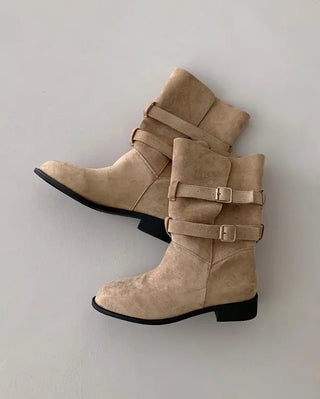 Buckle suede boots (2 colors)