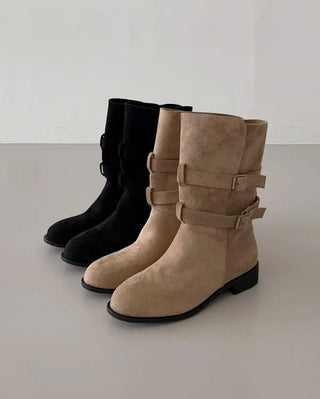 Buckle suede boots (2 colors)
