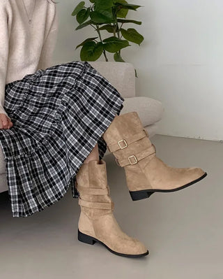 Buckle suede boots (2 colors)