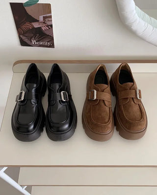 (6cm heel) Platform loafers with buckle