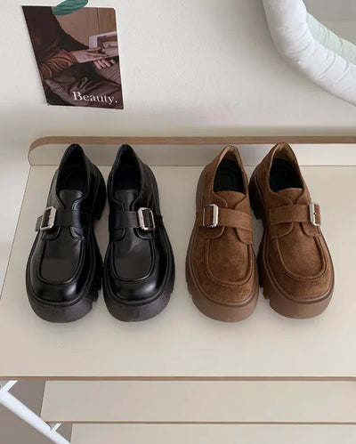 (6cm heel) Platform loafers with buckle