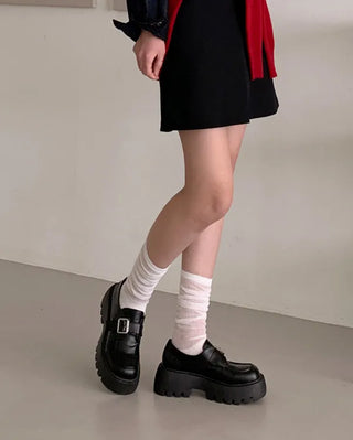 (6cm heel) Platform loafers with buckle