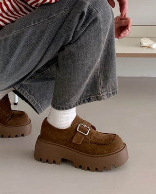 (6cm heel) Platform loafers with buckle