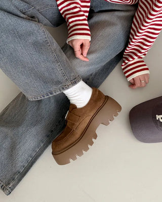(6cm heel) Platform loafers with buckle