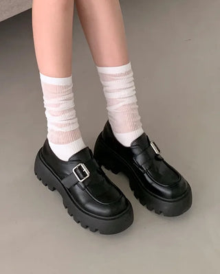 (6cm heel) Platform loafers with buckle
