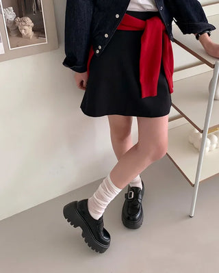 (6cm heel) Platform loafers with buckle