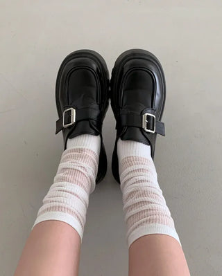 (6cm heel) Platform loafers with buckle