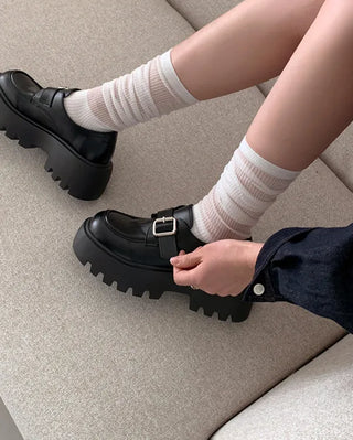 (6cm heel) Platform loafers with buckle