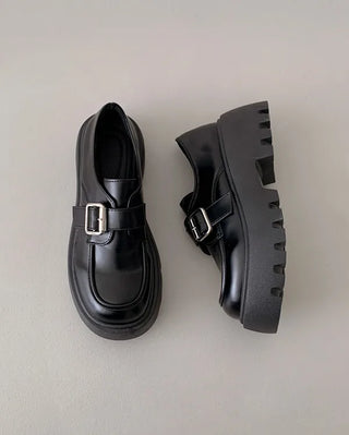 (6cm heel) Platform loafers with buckle