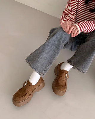 (6cm heel) Platform loafers with buckle