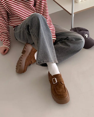 (6cm heel) Platform loafers with buckle