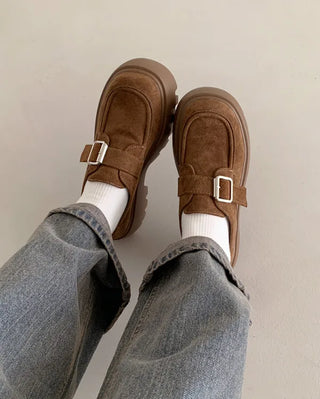 (6cm heel) Platform loafers with buckle