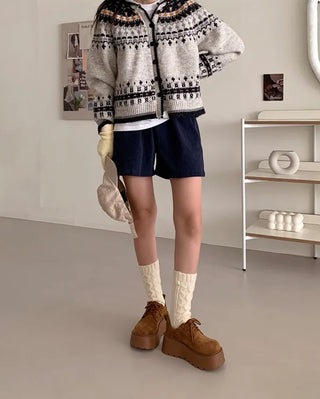 Suede lace-up platform loafers