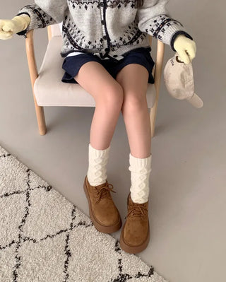 Suede lace-up platform loafers