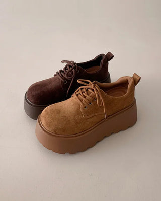 Suede lace-up platform loafers