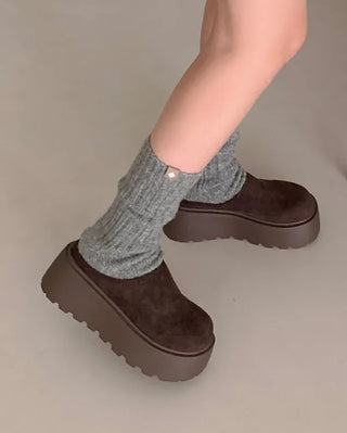 Suede platform mules