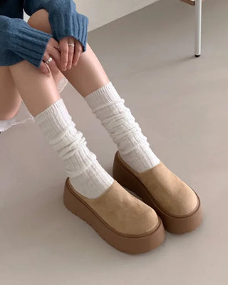 Suede platform mules
