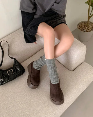 Suede platform mules
