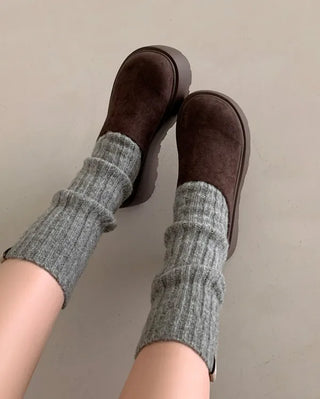 Suede platform mules
