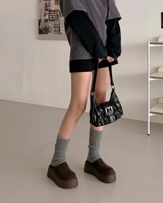 Suede platform mules
