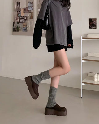 Suede platform mules