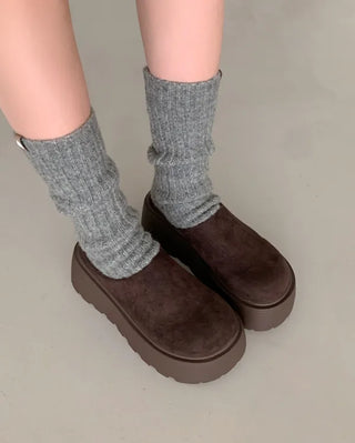 Suede platform mules