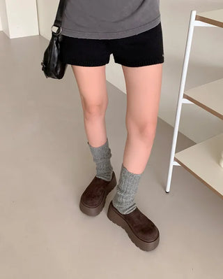 Suede platform mules