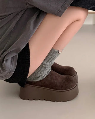 Suede platform mules